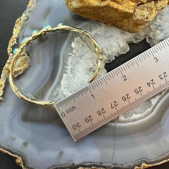 Carolyn Pollack Brass Sleeping Beauty Turquoise Decorated Bracelet For Women - Picture 8 of 10